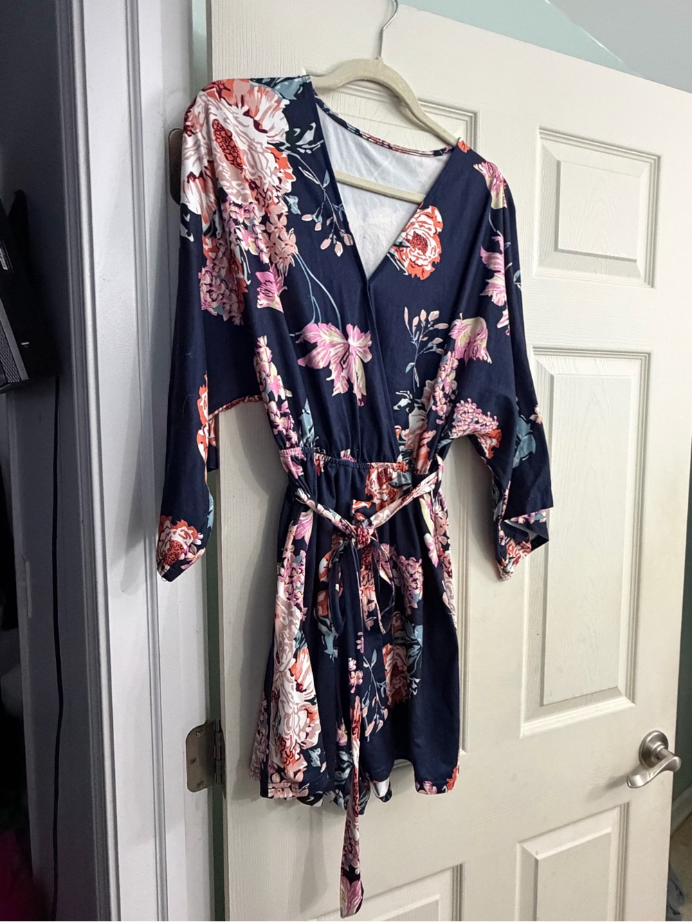 Navy Floral Wrap Romper